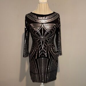 Arden B Black and Silver Backless Dress, size L